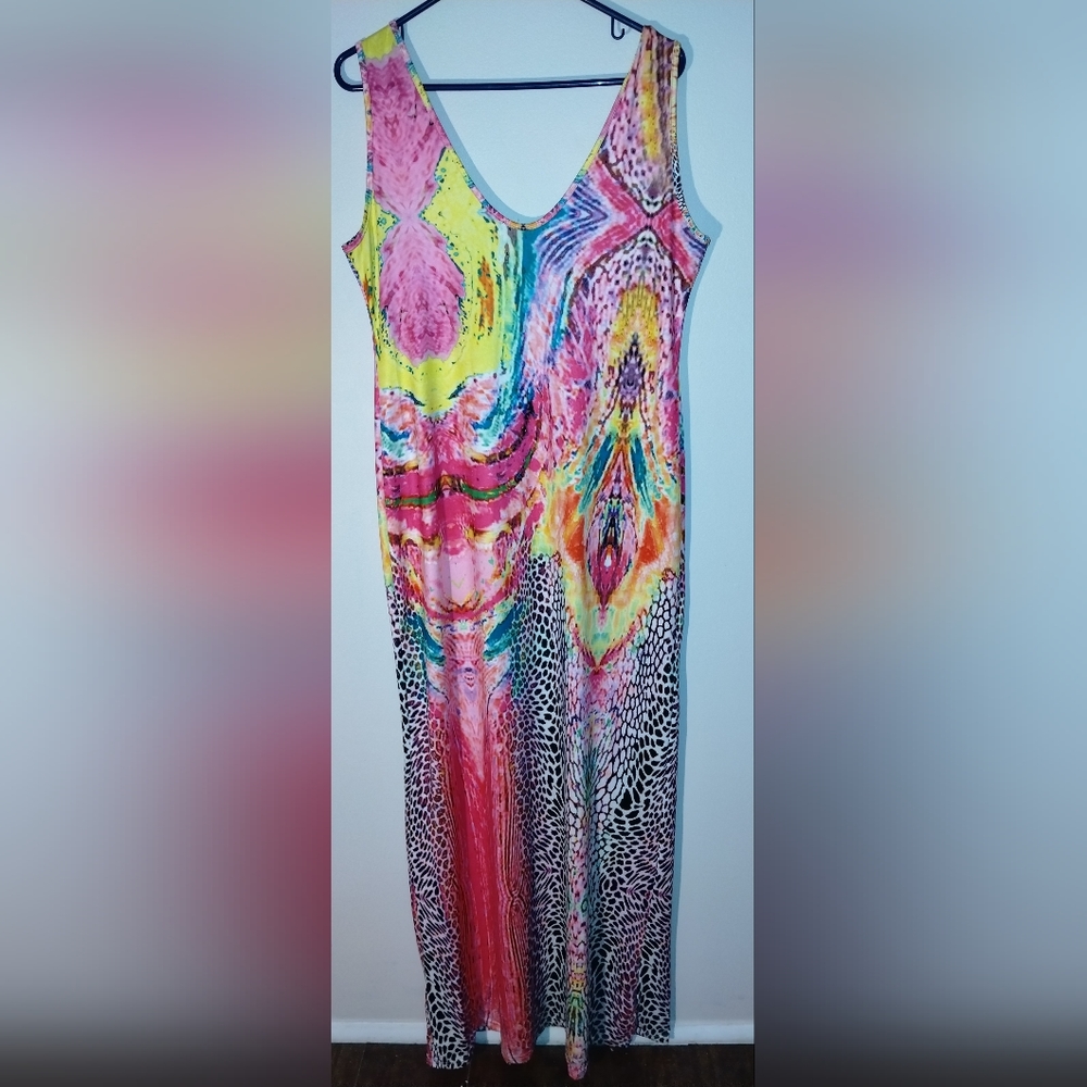 Multi color print summer dress